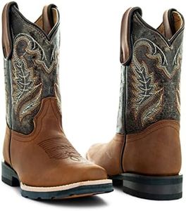 Kids Miel Square Toe Cowboy Boots by Soto Boots K4003, Miel, 1 Little Kid