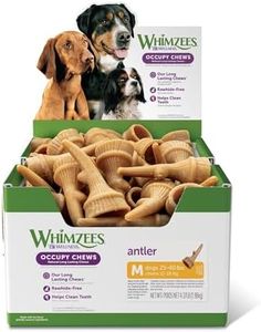 WHIMZEES Antler Dental Dog Treats, Bulk Box, Medium (12-18 kg Dogs), Natural Daily Dental Chews (66 Count)