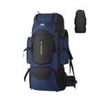 MOUNTILE 60L Travel Backpack with Water Proof Rain Cover, Shoe Compartment - Camping Hiking Rucksack Trekking Bag (Navyblue) - MTL02