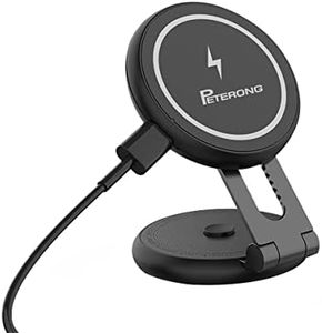 PETERONG Magnetic Wireless Car Charger Mount Compatible with MagSafe Designed for Tesla Model 3/Y, 15W Fast Charging Magnetic Car Phone Mount Foldable Invisible Dashboard for iPhone 14/13/12(Black)