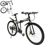 DAOHHFO 26 Inch Adult Folding Mountain Bike, 21 Speed Folding Bikes for Adults, Adult Mens Mountain Bikes Adjustable Seat Height & Dual Front Mechanical Disc Brakes for Men Women