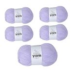 Korbond Baby Yarn Bulk Pack Bundle (Lilac) — Contains 5 x 100g Skeins of DK Acrylic Yarn — Lightweight, Hypoallergenic & Durable Yarn (500g/1450mTotal)