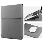 HoYiXi 14 Inch Laptop Sleeve Case Leather Bag with Stand Compatible with MacBook Pro 14 2021/ASUS Vivobook 14/HP Pavilion X360/Lenovo IdeaPad 14/Dell Lenovo HP ASUS Acer HUAWEI Matebook 14'' PC, Gray