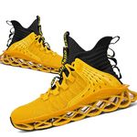 Hello MrLin Shoes for Men Comfortable Athletic Cross Trainer Casual Walking Fashion Slip On Running Shoes Mens Shoes Sock Sneakers Yellow Black