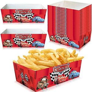 Cars Birthday Party Supplies, Lightning McQueen Birthday Party Supplies, 24pcs Cars Paper Food Trays, Cars Party Favors Movie Snack Trays Hot Dog Popcorn