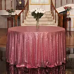 Juya Delight 120-Inch Round Fuchsia Pink Sequin Tablecloth for Wedding Birthday Party Festival Ceremony Dessert Table