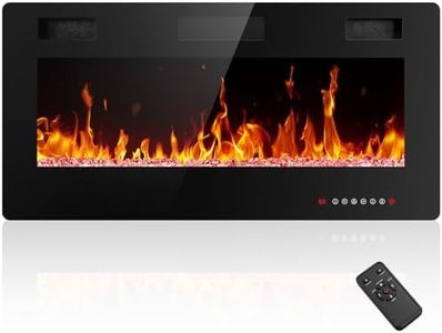 Electactic Electric Fireplace 36 inch, Recessed and Wall Mounted Electric Fireplace with Remote Control, Fireplace Heater, Linear Fireplace with Timer, Adjustable Flame Color, 750w/1500w, Black