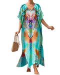 Bsubseach Women Kaftan Dress V Neck Caftan Bathing Suit Cover Up Swimsuit Coverup Butterfly