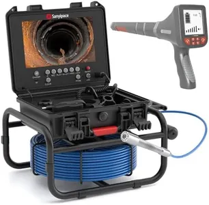 Sanyipace Pipe Camera with Locator, 512Hz Sewer Camera with Self-Leveling, 23mm/0.9in Drain Camera with Distance Counter, 5X Zoom, Waterproof Plumbing Inspection Camera with 12 PCS Lights, 66FT/20M