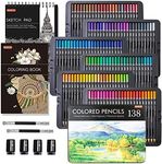 Shuttle Art 138 Colours Professional Colouring Pencils, Soft Core Coloured Pencils Set with 1 Colouring Book, 1 Sketch Pad, 4 Sharpener, 2 Pencil Extender for Artists Kids Adults Colouring, Drawing