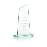 EIO Gifts Personalised Peak Design Jade Glass Trophy/Award, Personalised Engraving, Custom Engraved Glass Plaque for Employee Appreciation, Recognition, Retirement & All Sports (7.1", Text Engraving)