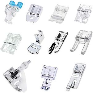 Machine à Coudre kit Pieds-de-Biche Multifonctionnel, 11pcs Machine à Coudre avec Pied à Pouleau, Pied à Fermeture Éclair pour Machines à Coudre Brother, Babylock, Janome, Elna, Toyota, Singer