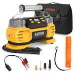 AstroAI Tyre Inflator Air Compressor 12V DC 160PSI with Screen, Heavy Duty Dual Cylinders & Dual Motors, Dual Power Tyre Pump for SUVs, RVs, ORVs, Trucks, Cars, Air Mattresses, Auto Off, LED Light