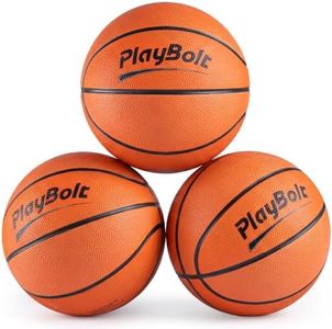 PlayBolt Size 3 Mini Basketballs (3 Pack) - 7-Inch Junior Rubber Basketball Set w/Pump - Youth Beginner Kids Basketballs for Backyard Pool Parties, Arcade Games, Practice & Play