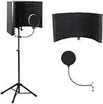 Heavy Duty Mic Stand with High-Density Absorbent Foam Isolation Shield to Filter Vocal,Studio Recording Kit Adjustable Tripod Stands,for Microphone Threaded Mount Singing/Broadcasting