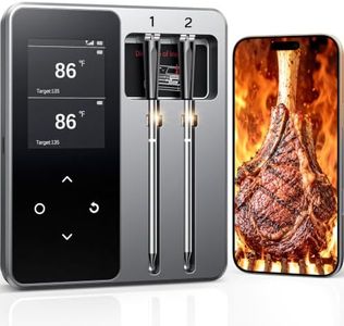 Smart Bluetooth Wireless Meat Thermometer Digital, 6 Sensors ±0.5°F,0.5S Instant Read, Large Display Standalone Base, APP Custom Menu & Real-Time Alert, 2 Ultra-Thin Probes for BBQ,Grill, Smoker,Oven