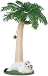 Nineshi 43 Inches Cat Scratching Post, Large Cat Scratching Post, Sisal Scratcher with 3 Hanging Pompoms for Indoor Cats (Tall Round Base)