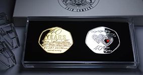 The Commemorative Coin Company Pair of For You On Your 40th RUBY WEDDING ANNIVERSARY Commemoratives in Display/Presentation Case & Gift Box. Diamante Gemstones. Gift/Present. Silver & 24ct Gold