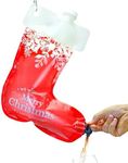 Fairly Odd Novelties Happy Hangover Christmas Stocking Flask, Includes 4 Silicone Wine Glasses, Perfect for Holiday Celebrations, Makes A Great Gag Gift, Red/White