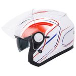 Zorax Graphic Red S (55-56cm) Double Sun Visor Open Face Motorbike Motorcycle Helmet Road Legal ECE2205