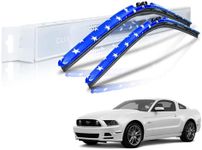 Clix Wipers For Ford Mustang (22"/20") Patriotic Stars Windshield Wiper Blades, All-Weather Complete Front Set of 2, Includes Quick Connect Clips (2005-2023)