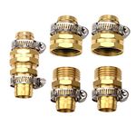 cozyou Brass 3/4" Garden Hose Repair Mender Male Female Connector with Stainless Clamp 3 Sets