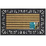 JVL Karina Heavy Duty Rubber Coir Door Mat, Fabric, Brown, 45 x 75 cm