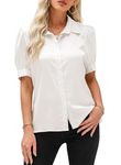 BHIKADIYA Women's Satin Solid Half Sleeves Regular Fit Casual Shirt (White,L)