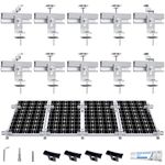 Roof Solar Panel Mounting Bracket Kit for 1-4pcs Solar Panels with 10x 6" Mini Rails 4X Water Drain Clips , Thickness 1.4 inches, for Shingle,Slate,Metal and Tin roof