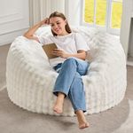 Hobestluk Bean Bag Chairs Adult Bean Bags Beanbag Chair with Filler, Giant Bean Bag Chairs for Aduts (White, 3FT)