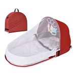 Upgrade Travel Bassinet - Folding Portable Bassinet with Mosquito Net and Awning, in Bed Bassinet for Baby, Portable Baby Bed for Camping, Easy to Fold and Lightweight,Washable