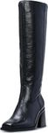 Vince Camuto Women's Sangeti Stacked Heel Knee High Wide Calf Boot Fashion, Black Leather Wide Calf, 3 UK