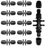 10Pcs Drip Irrigation Tee Tubing Adapter Universal, HOINCO Barbed Locking Tee Irrigation Fitting Fits 16 mm Drip Tape Tubing, Fits 4mm ID 7mm OD Hose Connector, 6-Way Adapter (Black)