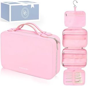 BEAUTYGOODIES Pink Hanging Toiletry Bag for Women - Travel Makeup Bag with Toiletries, Women's Toiletry Bag