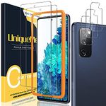 [2+3 Pack] UniqueMe Compatible for Samsung Galaxy S20 FE 5G/4G 6.5 inch Screen Protector and Camera Lens Protector [Easy Installation Frame] [Anti-Scratch] 9H Tempered Glass