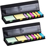 YISEEK Sticky Notes（1280pcs），Self-Stick Note Box Sets and Page Markers Colored Index Tabs Flags Bundle Set with Ruler. Leather Look Design Holder，2 Pack (Black)