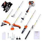 5-In-1 Garden Multi Tool - 52cc 2 Stroke Petrol Strimmer Pull Start, Brush Cutter, Hedge Trimmer, Chainsaw and Extension Pole with Harness and Tool Kit | Long Reach Gardening Multitool | eSkde
