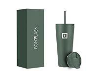 IRON °FLASK Classic Tumbler 2.0-2 Lids (Straw Flip), Vacuum Insulated Stainless Steel Water Bottle, Double Walled, Drinking cup, Thermos Travel Mug - Sage, 32 Oz