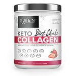 K-GEN Diet Shake Meal Replacement Keto Collagen Powder Blended Multi Collagen Protein with MCT Oil, Vitamin C | Advanced Keto Complete Powder for Meal Replacement Gluten & Sugar Free (Strawberry 500g)