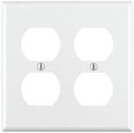 Leviton 88016 2-Gang Duplex Device Receptacle Wallplate, Standard Size, Thermoset, Device Mount, White