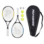 PEAKMODE Tennis Racket Set (25-inch), 3 Tennis Balls, 2 Overgrip Tapes and Foam Carry Bag