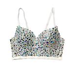 Push Up Corset Bra Clubwear Colorful Handmade Rhinestone Bustier Crop Top for Women