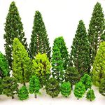 MOMOONNON 36 Pieces Model Trees 1.36-6 inch Mixed Model Tree Train Scenery Architecture Trees Fake Trees for DIY Crafts, Building Model, Scenery Landscape Natural Green