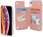 Gear Beast Lychee PU Leather Protective Top View Slim Wallet Case Fits iPhone XR Includes Flip Folio Cover, with Five Card Slots Including Transparent ID Holder