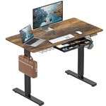 SHW 48-Inch Electric Height Adjustable Standing Desk with Memory Preset and Cable Management Tray, 120 x 60 cm, Rustic Brown