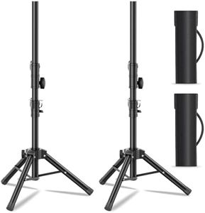 Small Speaker Stands 2 Pack, 24-50 Inch Height Adjustable Speaker Tripod Stand Pair, Lightweight 35mm Compatible Insert, Support 55 LB with 2 Storage Bags
