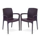 SkyGlamour Supreme Texas Heavy Plastic Chair for Indoor/Outdoor Use (Color: Globus Brown; Qnt: 2 Pc.)
