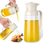 Dravina Oil Spray Bottle For Cookin, 2 In 1 650ml Olive Oil Sprayer & Oil Dispenser Bottle For Kitchen, Glass Oil Bottle With Premium Nozzle, Oil Sprayer For Air Fryer & Kitchen (Cream 650ml)