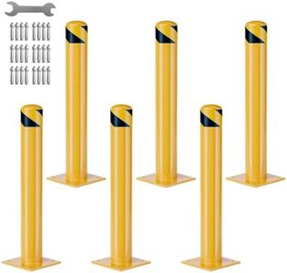 Heavy Duty Steel Safety Bollards 42 in,6 PC Steel Parking Bollards Post,Removable Bollards for Warehouse, Garage, Parking Lot,Reflective Tape, Anchor Bolts Included,4.5 in Diameter