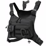 Chest Bag For Men and Women, Versatile Chest Bag Vest For Workouts, Running, Hiking, EDC Chest Pack Rig Holding Most Pistols, Black, One Size